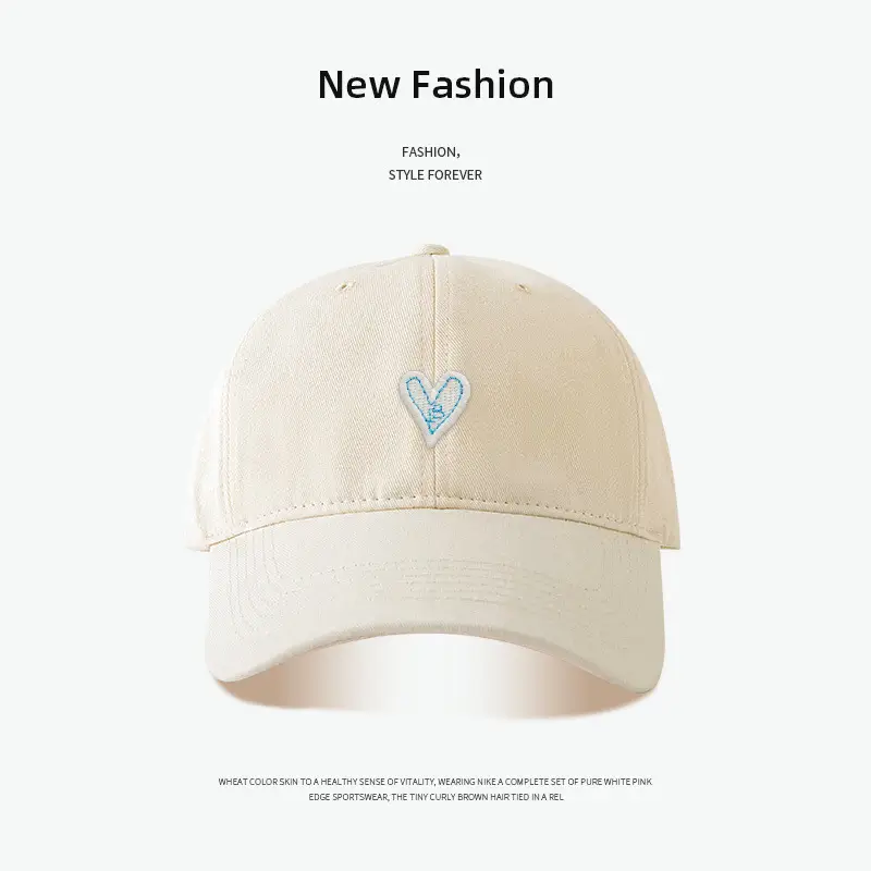 Korean Style Heart Patch Baseball Cap Olive Green - Image 3