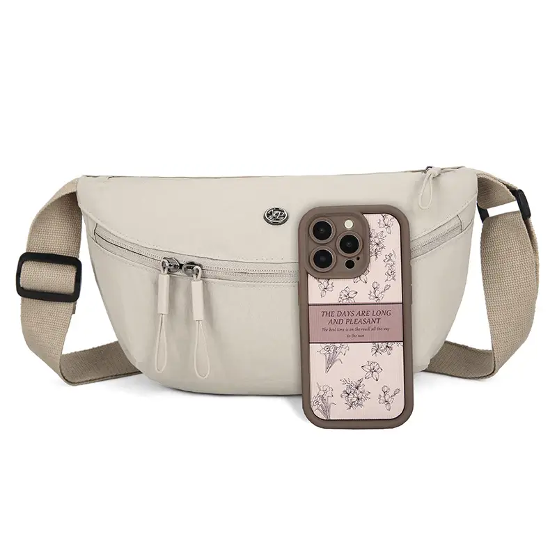 Women's Lightweight Nylon Shoulder Bag in Pink, Black, Green, Blue, White - Image 8