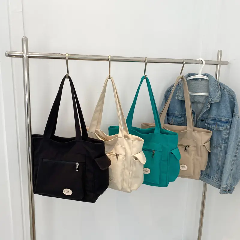 Green Canvas Shoulder Bag for Women Large Capacity - Image 5