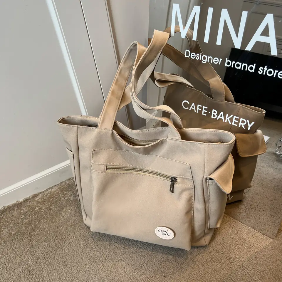 Green Canvas Shoulder Bag for Women Large Capacity - Image 6