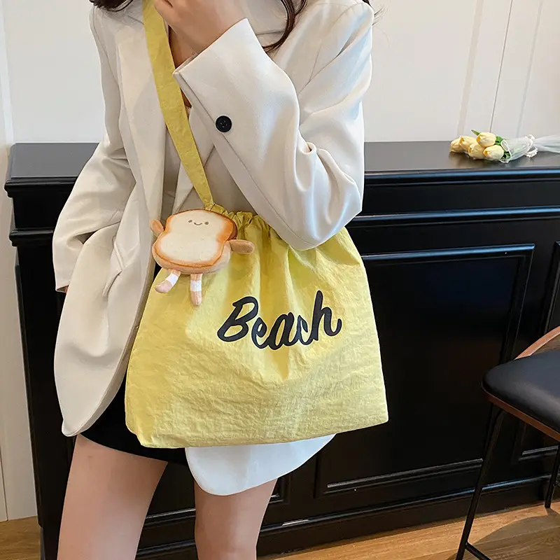 2025 Summer Drawstring Canvas Beach Tote Bag - Image 11