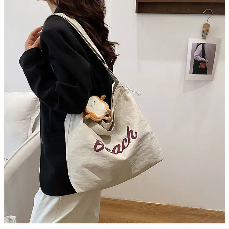 2025 Summer Drawstring Canvas Beach Tote Bag — feature 15