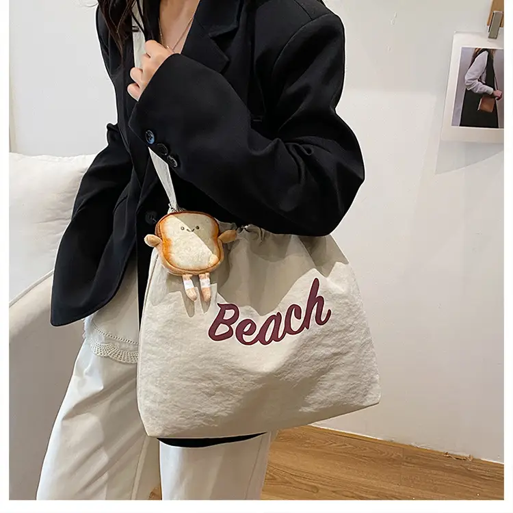 2025 Summer Drawstring Canvas Beach Tote Bag — feature 16