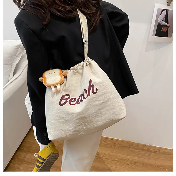 2025 Summer Drawstring Canvas Beach Tote Bag — feature 17