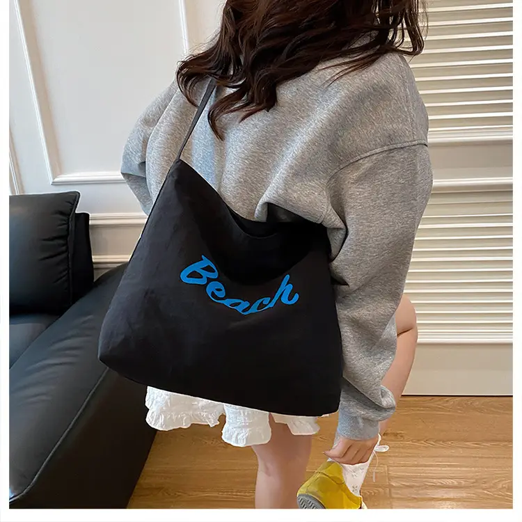 2025 Summer Drawstring Canvas Beach Tote Bag — feature 20