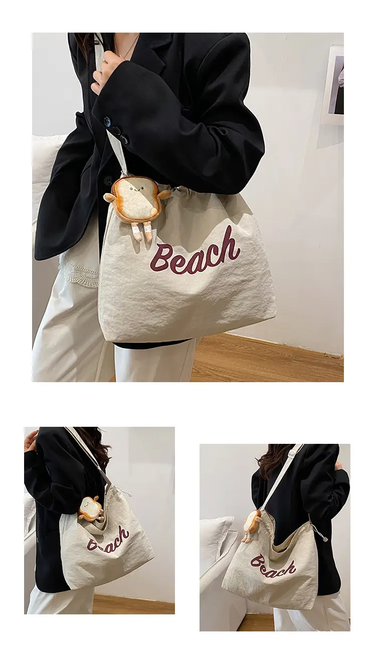 2025 Summer Drawstring Canvas Beach Tote Bag — feature 23