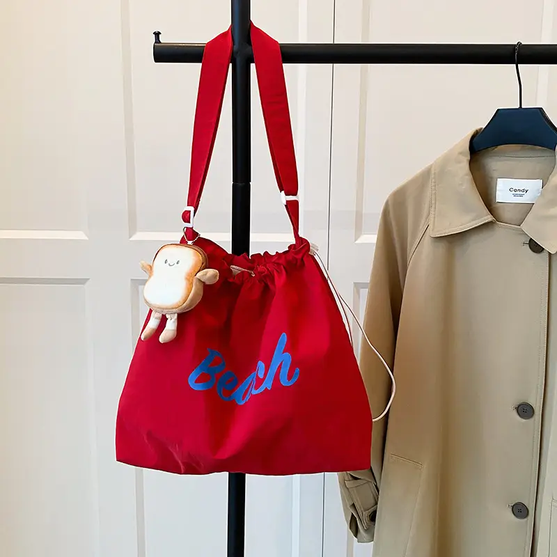 2025 Summer Drawstring Canvas Beach Tote Bag - Image 2