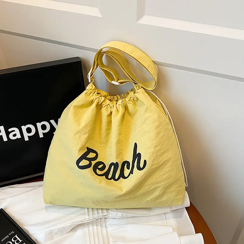 2025 Summer Drawstring Canvas Beach Tote Bag - Image 5