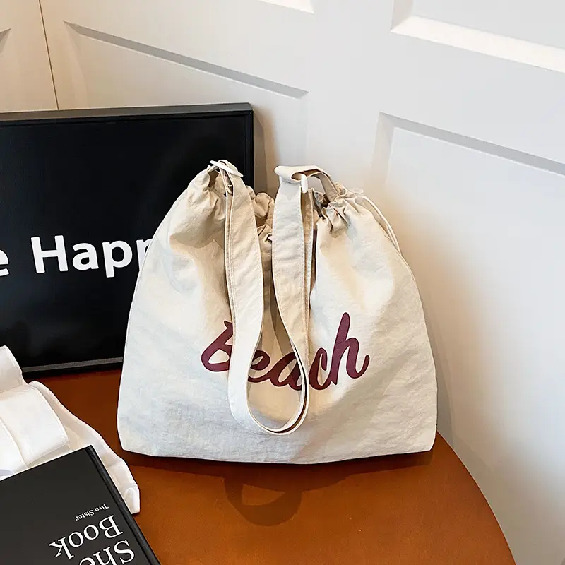 2025 Summer Drawstring Canvas Beach Tote Bag - Image 7