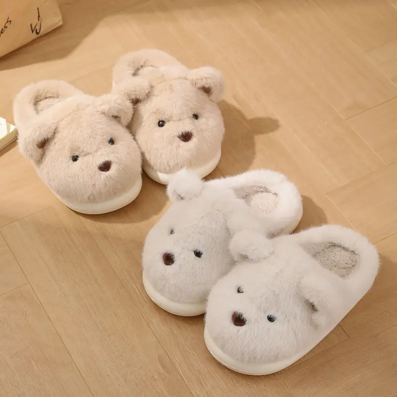 Cute Bear Furry Winter Slippers for Men Women - Image 5