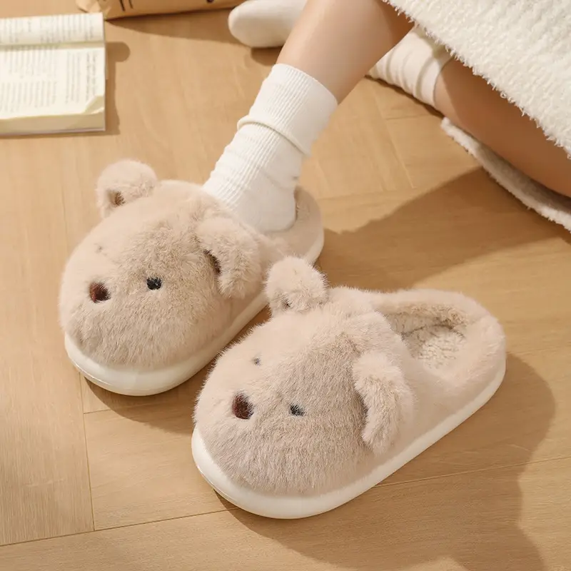 Cute Bear Furry Winter Slippers for Men Women - Image 6