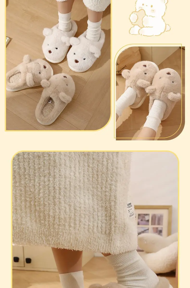 Cute Bear Furry Winter Slippers for Men Women — feature 12
