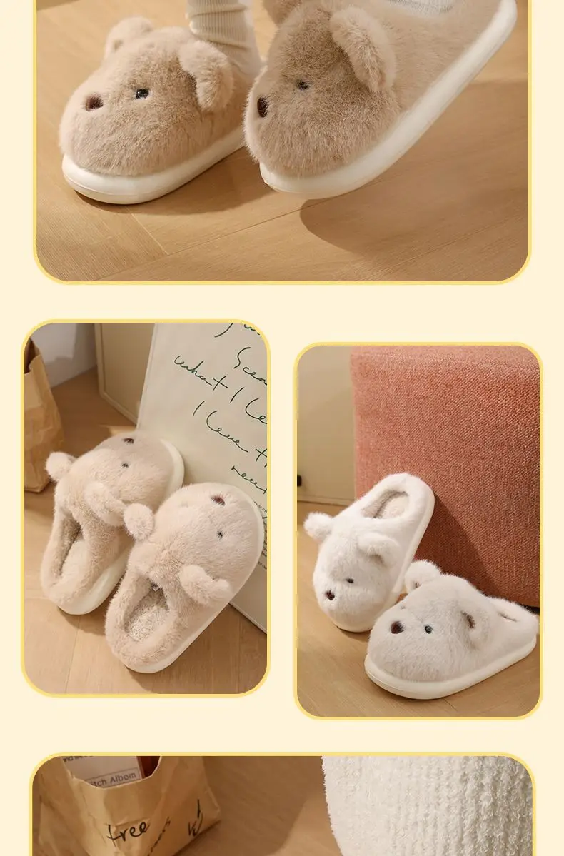 Cute Bear Furry Winter Slippers for Men Women — feature 13