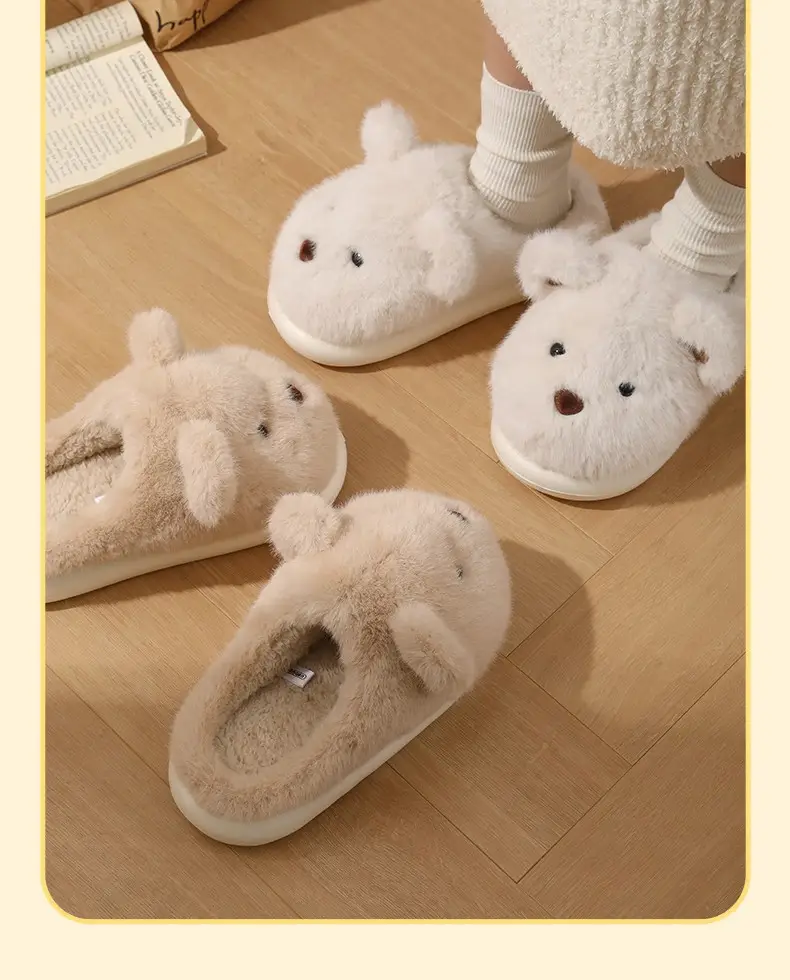 Cute Bear Furry Winter Slippers for Men Women — feature 14