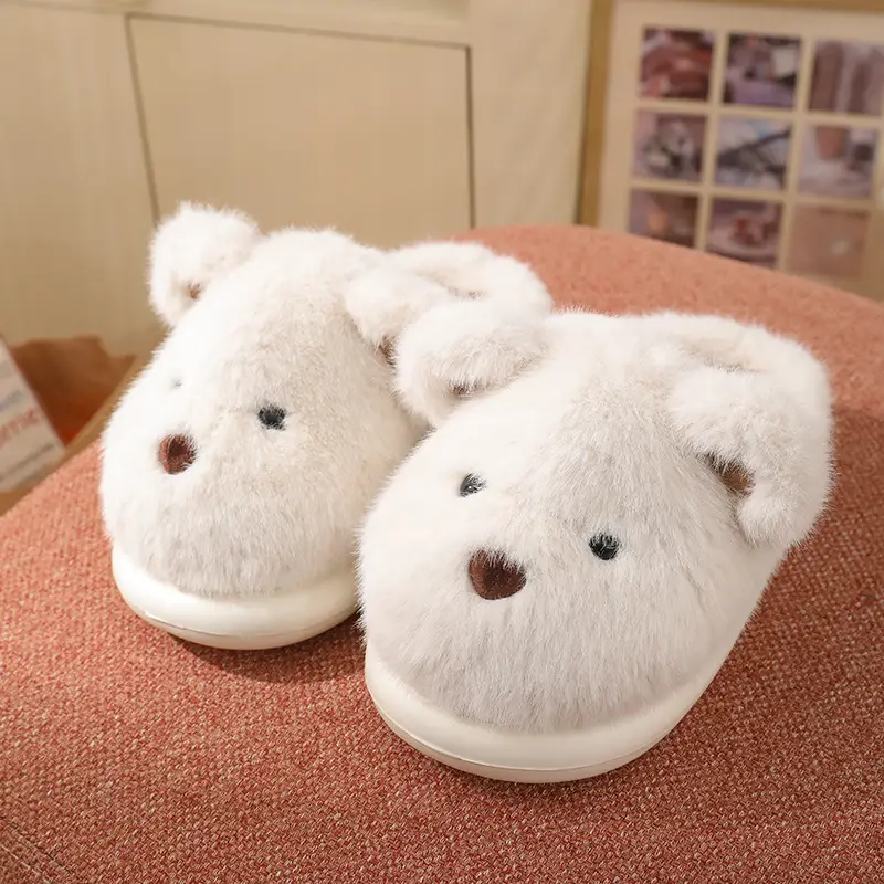 Cute Bear Furry Winter Slippers for Men Women - Image 2