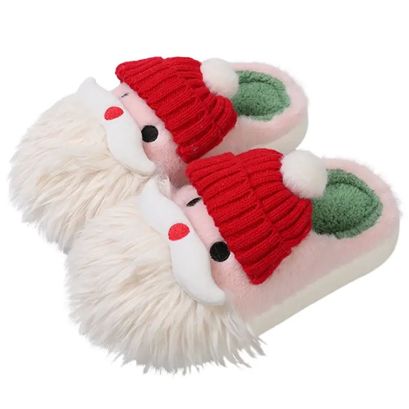 Cute Red Knit Christmas Slippers for Women 2025 - Image 3