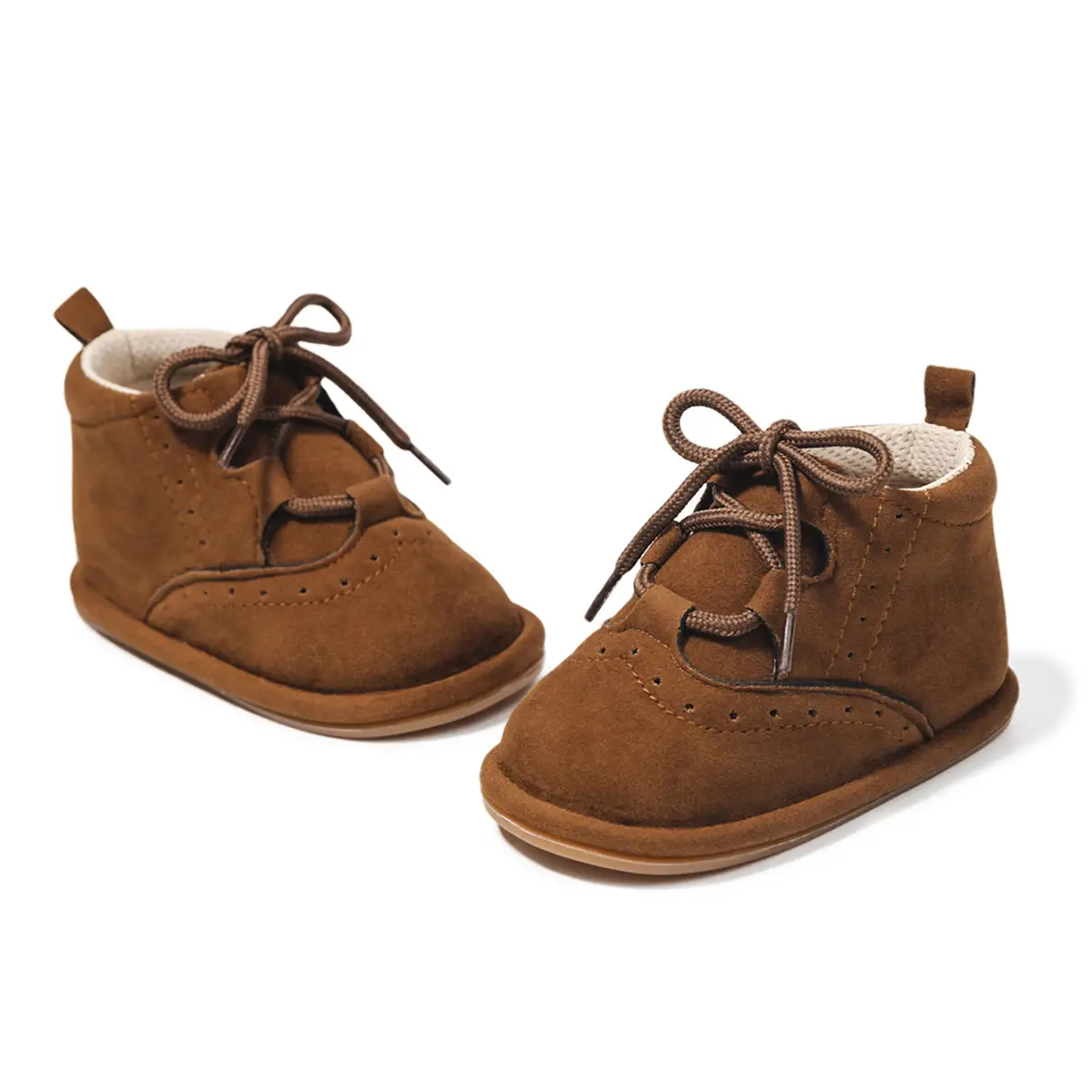 Brown Suede Lace-Up Baby Boots 0-1Yr Non-Slip