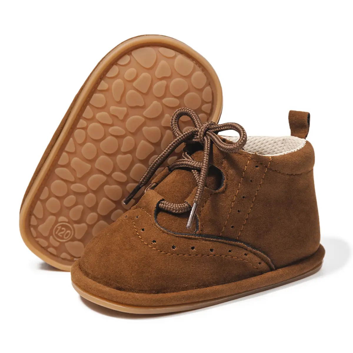 Brown Suede Lace-Up Baby Boots 0-1Yr Non-Slip — feature 10