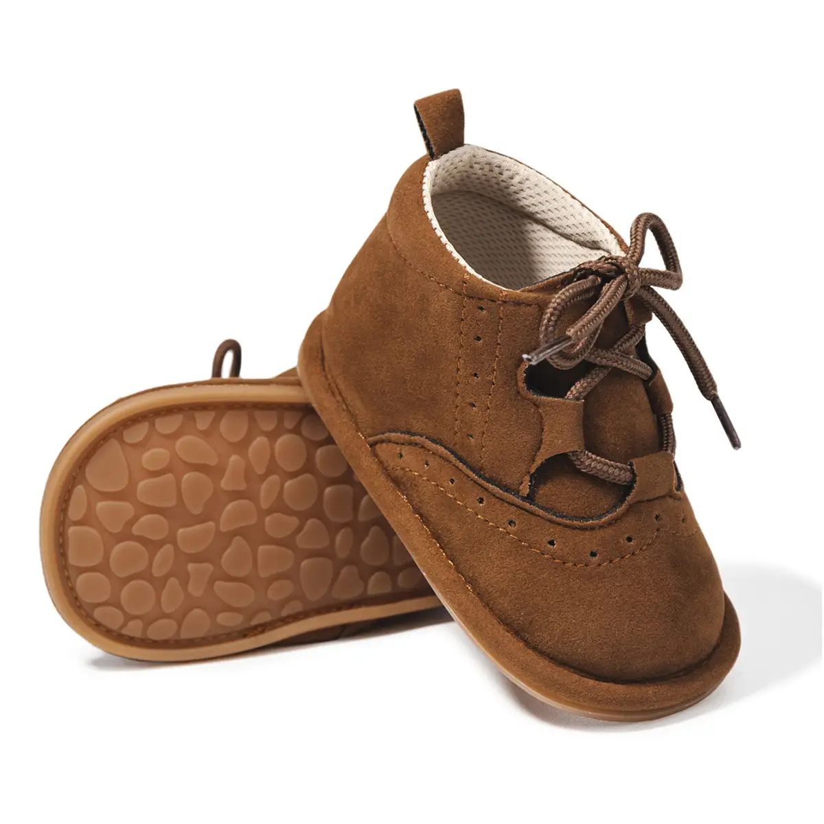 Brown Suede Lace-Up Baby Boots 0-1Yr Non-Slip — feature 14