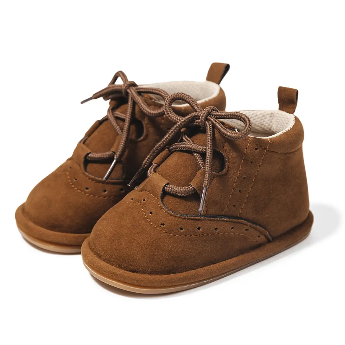 Brown Suede Lace-Up Baby Boots 0-1Yr Non-Slip — feature 4