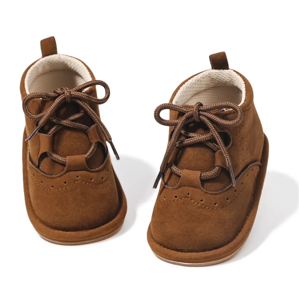 Brown Suede Lace-Up Baby Boots 0-1Yr Non-Slip — feature 6