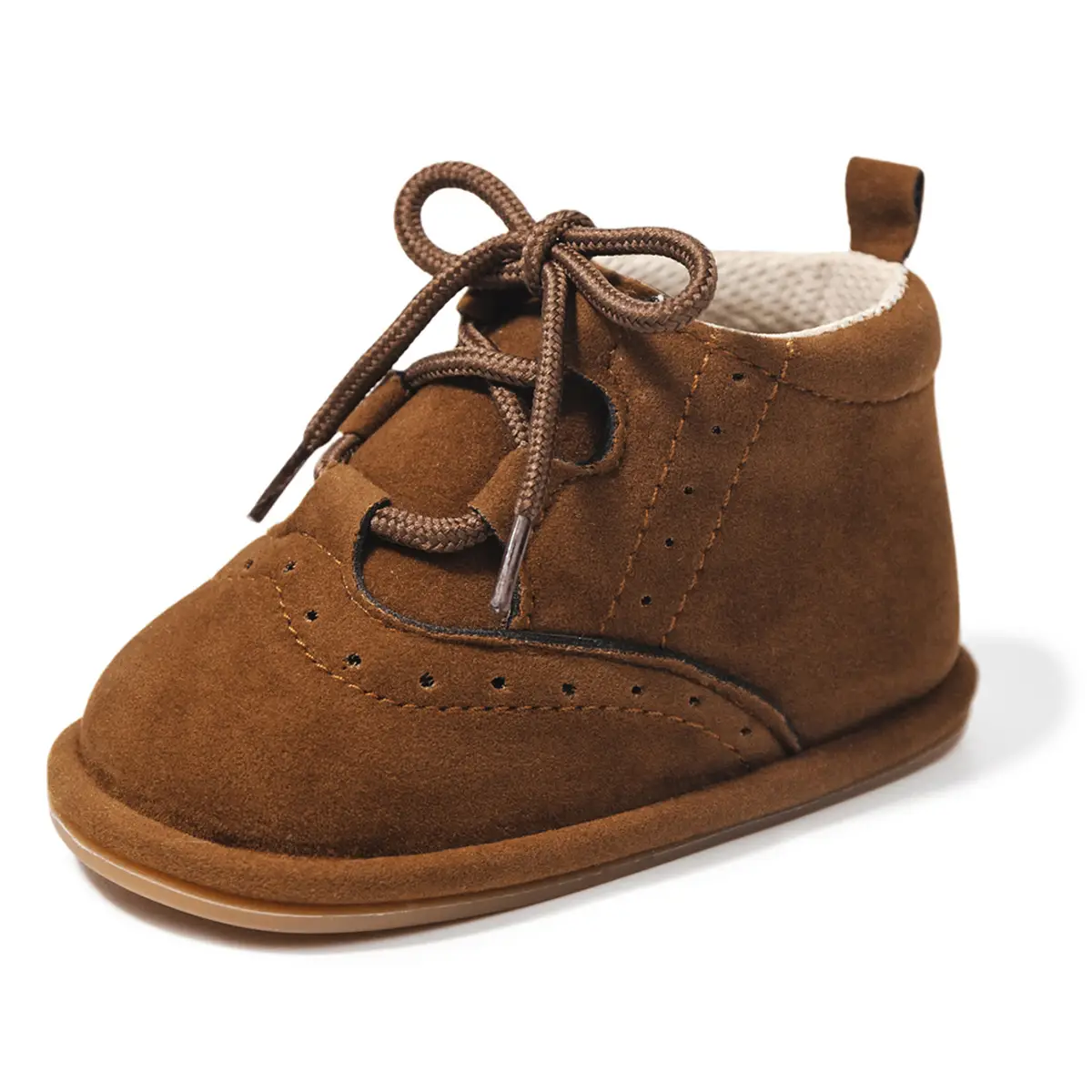 Brown Suede Lace-Up Baby Boots 0-1Yr Non-Slip — feature 7