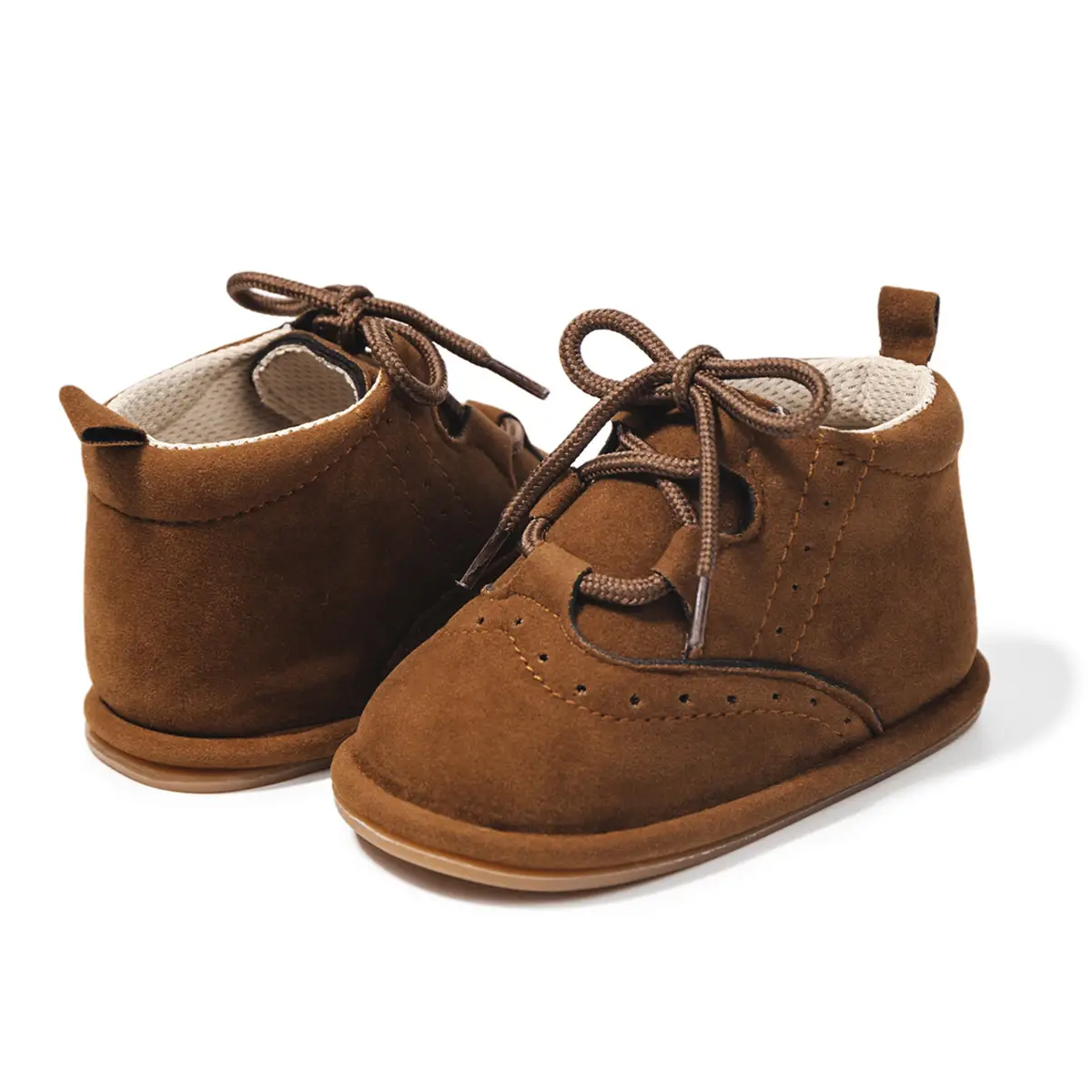 Brown Suede Lace-Up Baby Boots 0-1Yr Non-Slip — feature 8