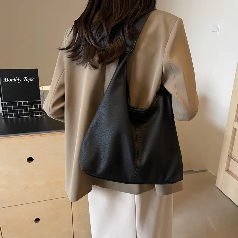 White Large-Capacity Soft-Sided Shoulder Bag - Image 8
