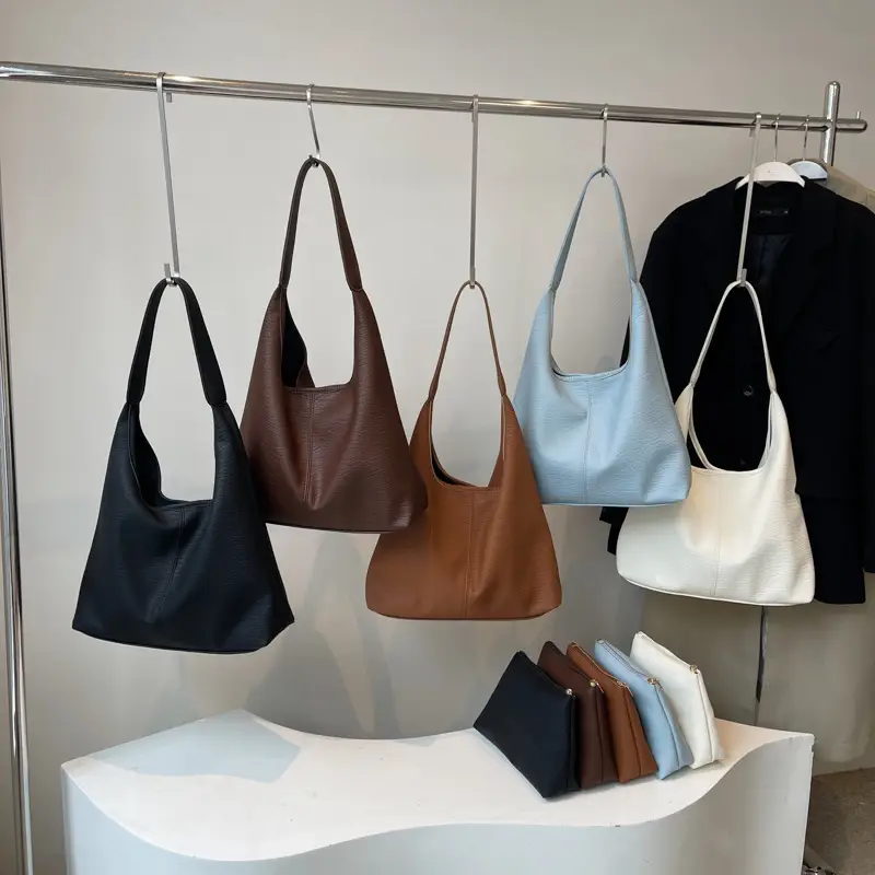 White Large-Capacity Soft-Sided Shoulder Bag - Image 9