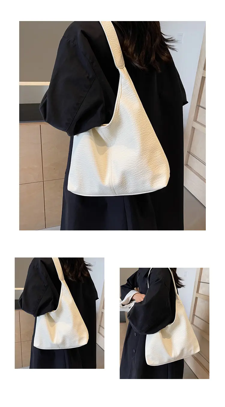 White Large-Capacity Soft-Sided Shoulder Bag — feature 13