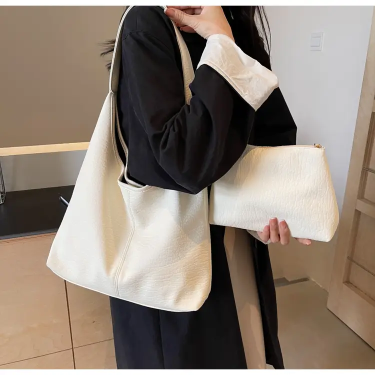White Large-Capacity Soft-Sided Shoulder Bag — feature 28