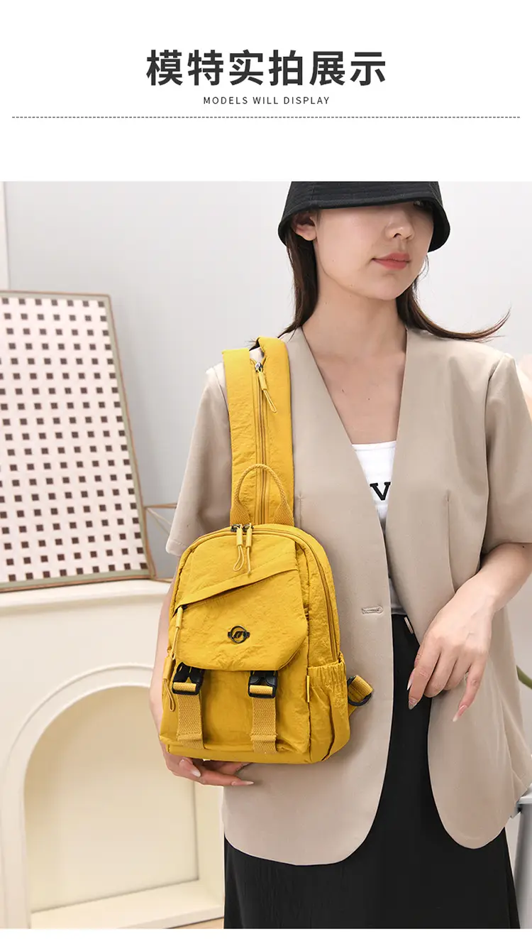 Japanese Style Backpack Yellow Pink Single Shoulder Crossbody — feature 14