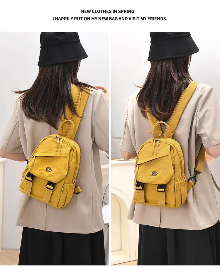 Japanese Style Backpack Yellow Pink Single Shoulder Crossbody — feature 15