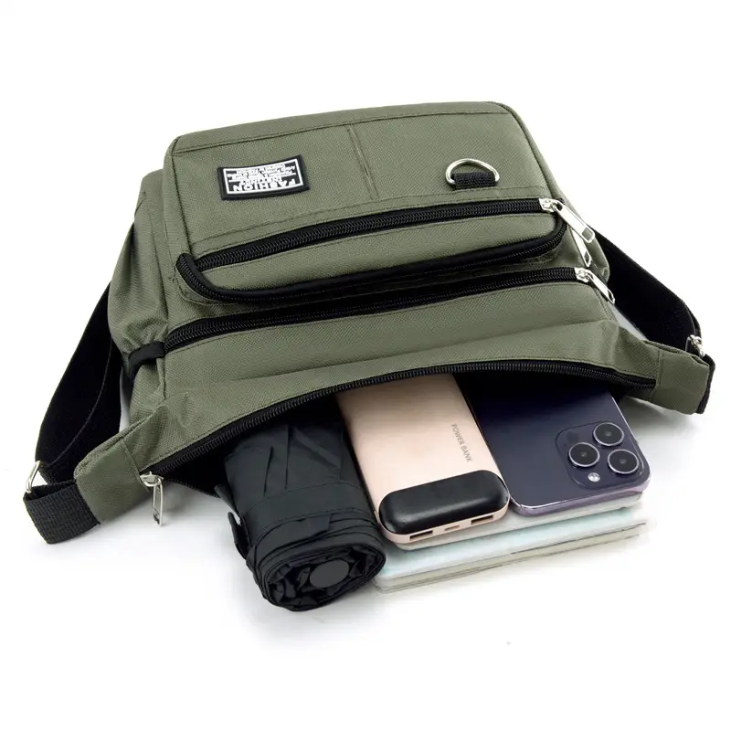 Men's Crossbody Shoulder Bag Multi-Layer Zipper Large Capacity