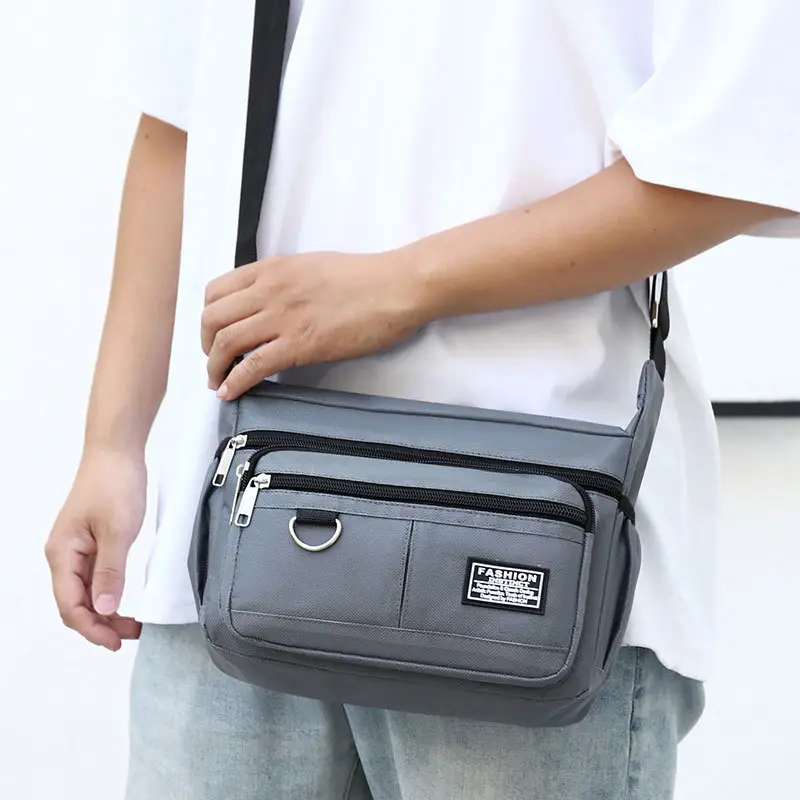 Men's Crossbody Shoulder Bag Multi-Layer Zipper Large Capacity