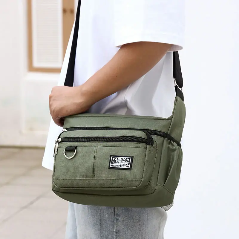 Men's Crossbody Shoulder Bag Multi-Layer Zipper Large Capacity