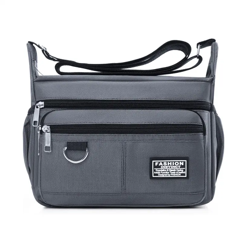 Men's Crossbody Shoulder Bag Multi-Layer Zipper Large Capacity