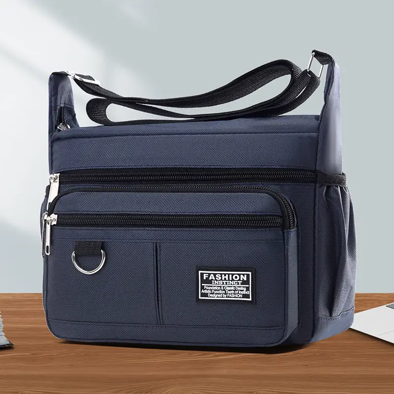 Men's Crossbody Shoulder Bag Multi-Layer Zipper Large Capacity
