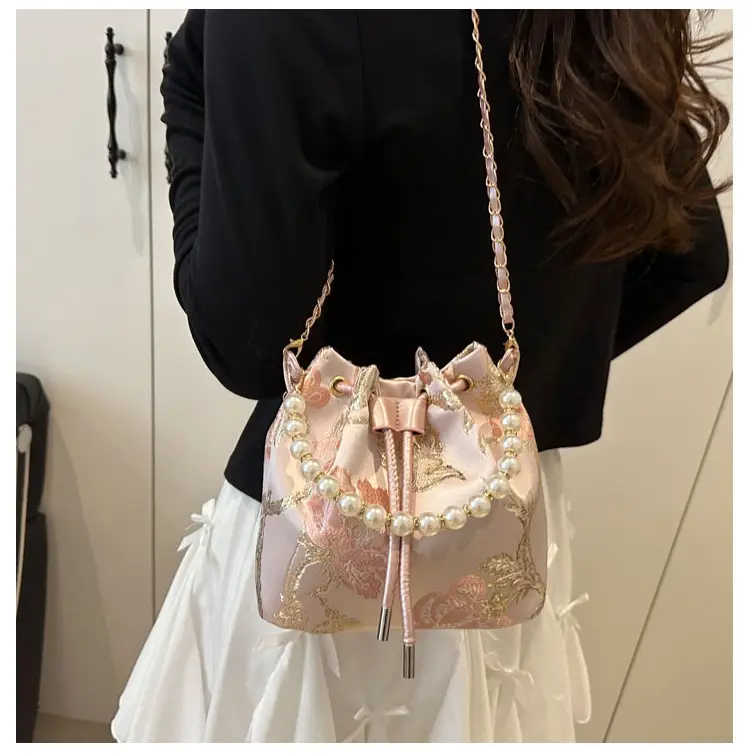Pearl Chain Bucket Bag Women New Chinoiserie Embroidered — feature 17