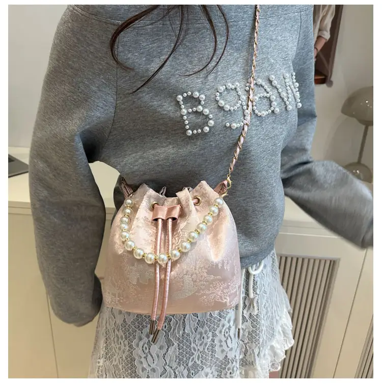 Pearl Chain Bucket Bag Women New Chinoiserie Embroidered — feature 22