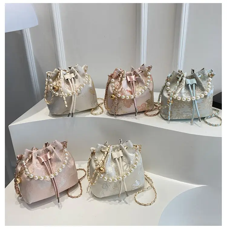 Pearl Chain Bucket Bag Women New Chinoiserie Embroidered — feature 28