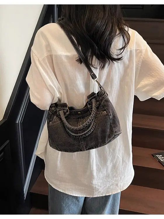 Denim Crossbody Bag Large Capacity 2026