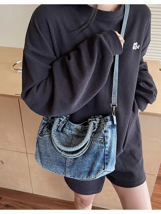 Denim Crossbody Bag Large Capacity 2026