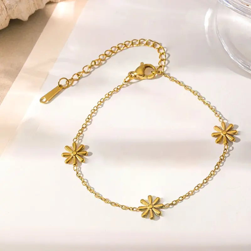 Gold Plated Floral Daisy Necklace for Women