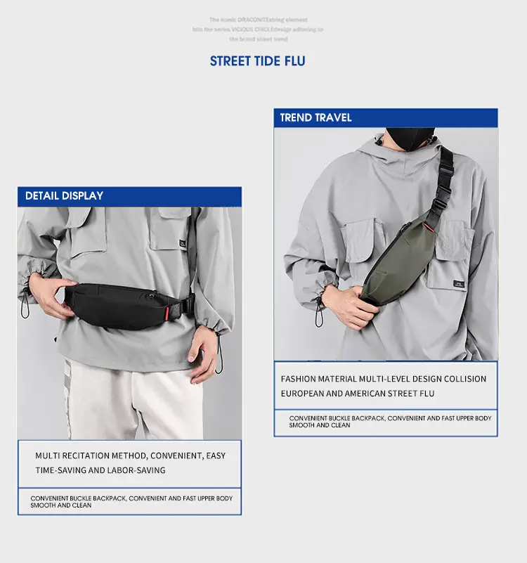 Men's Waterproof Shoulder Crossbody Bag Black New College Student — feature 4
