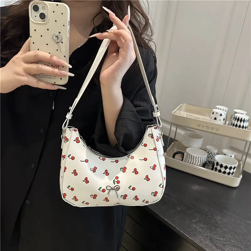 Sweet Cherry Print Crossbody Bag for Women