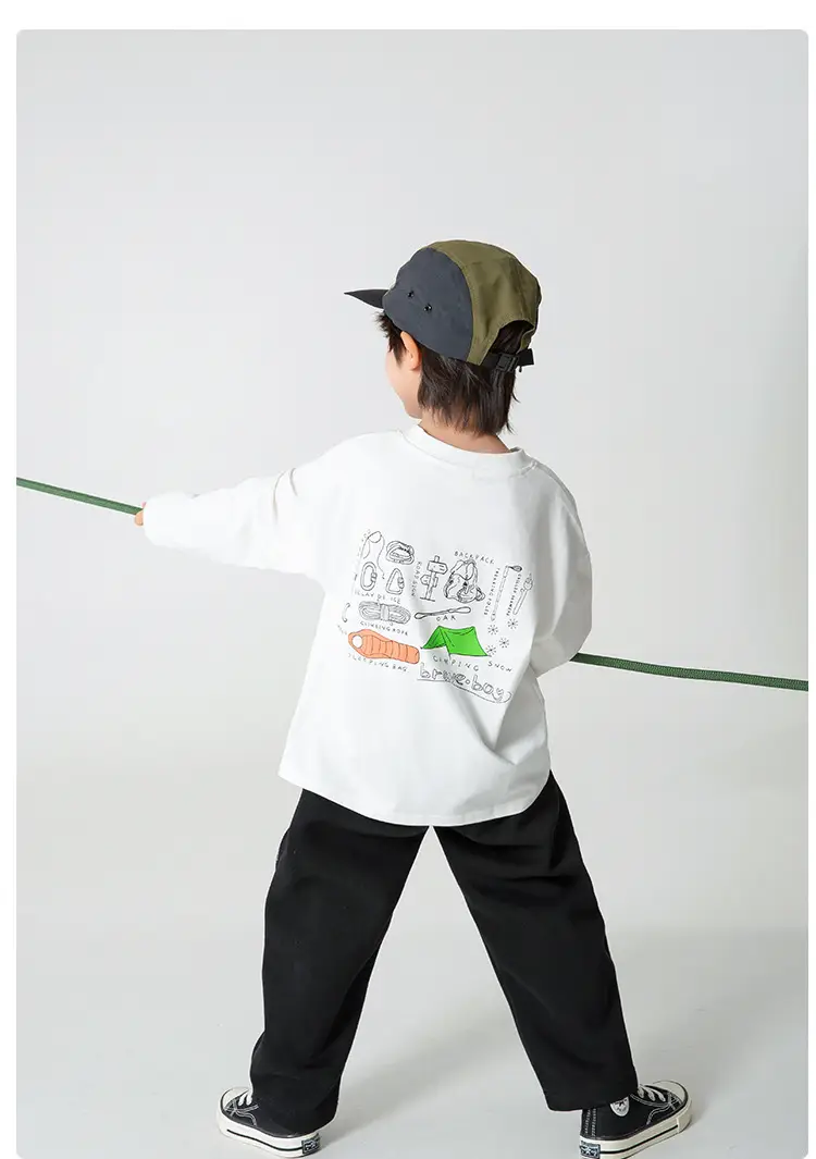 Haima Boys Cotton Long Sleeve T-Shirt White Korean Style — feature 10