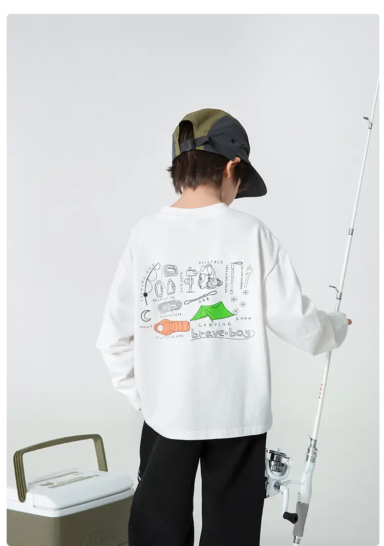 Haima Boys Cotton Long Sleeve T-Shirt White Korean Style — feature 11