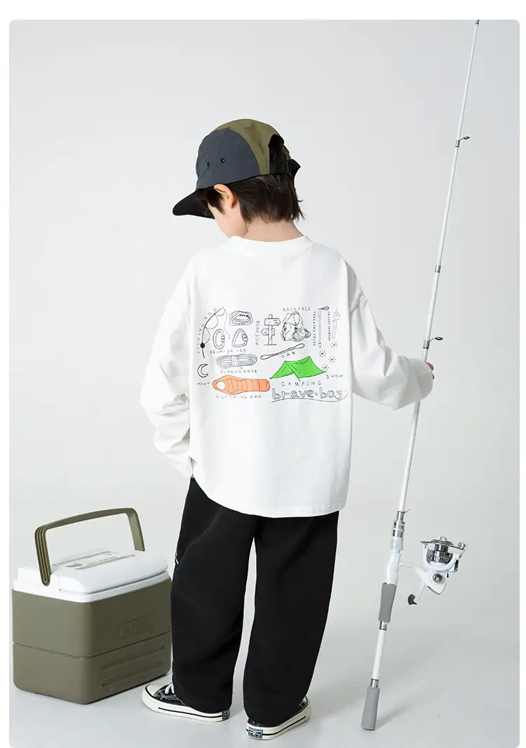 Haima Boys Cotton Long Sleeve T-Shirt White Korean Style — feature 12