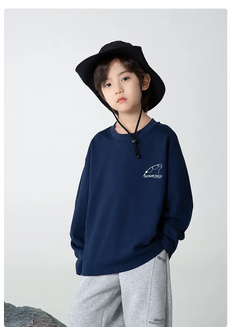 Haima Boys Cotton Long Sleeve T-Shirt White Korean Style — feature 13